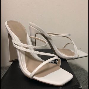 Faux Leather Strappy Open-Toe Block Heels